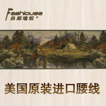 American Import Wallpaper Decorative Waist Line Living Room Childrens Room Wall Paper Top Line Countryside Oil Painting Classic Waist Line