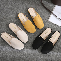 Slippers women 2021 new spring Korean version of the wild flat heel bag head half slippers women wear a pedal lazy shoes