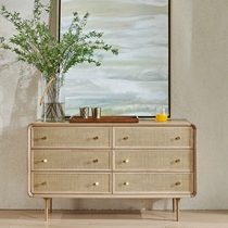 Nordic hardwood rattan choreography six bucket cabinet minimalist modern bedroom Living room Living Room Genguan Cabinets Day Style Storage Chest of drawers Cabinets Display Cabinet