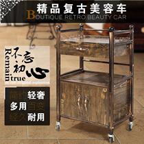 Retro beauty cart European-style hairdressing car haircut trolley beauty salon with a tattoo cupping shelf