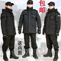 Security work clothes Mens training clothes Winter clothing thickened uniform Cold and warm sports windbreaker Cotton coat jacket Military coat