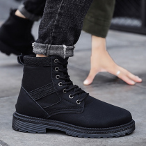 Winter boots mens casual work boots fashion British Martin boots Mens high-top Black trend warm snow boots men