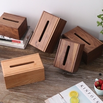 Black walnut storage solid wood tissue box simple wooden Japanese creative drawing paper box living room home napkin box logo