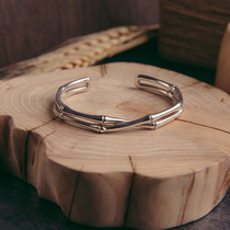 Yazhu Xi Su original design silver bracelet female sterling silver bamboo joint simple opening niche design simple bracelet
