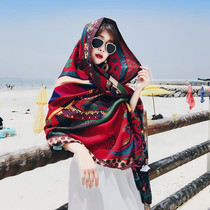 Qinghai Lake tourist shawl seaside beach towel Yunnan photo sunscreen outside red scarf silk scarf summer thin section