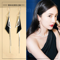 Earrings 2021 new trendy geometric autumn and winter sterling silver high-end long female Korean temperament net red earrings drop earrings