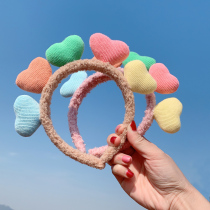  Love headband female cute peach heart face wash pressure hairband Korean net red sweet hairpin simple clip headdress