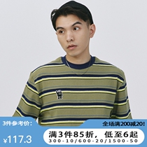 SAMESAME22SS New Pinstripe T-Shirt Male Short Sleeve Loose Knit Pure Cotton Personality Embroidered Couple Summer