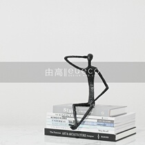  Simple modern black metal mini creative soft decorations Character modeling sculpture Home model room ornaments