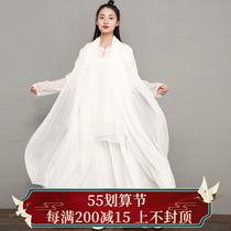 White coat -2022 spring summer festival with Chinese wind outside Beatfitting art Retro silk Zen dance Chinese foreign Beaty cape