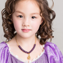 Oufuting childrens necklace with accessories set Girl Necklace Frozen Anna Rapunzel necklace Crystal