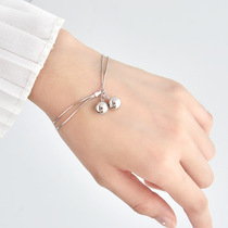 Silver bracelet female Bell Korean version of simple personality student Mori ins Wind telescopic snake bone chain lettering