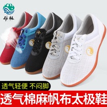 Taiji shoes womens canvas shoes soft ox soles sneakers mens martial arts shoes training tai chi training shoes spring and autumn breathable