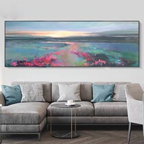 Modern minimalist living-room sofa Background wall Decorative Painting Horizontal version Light Extravagant Painting Hand-painted Landscape Oil Painting Abstract Mural Painting