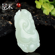 Jinghe double-sided carved Hetian Jade Ruyi pendant auspicious wishful pendant mens and womens jade pendant jade belt certificate