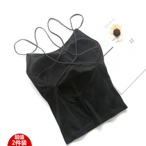 Cross backless camisole vest women wear Net red thin sexy belt chest pad inside black bottoming shirt