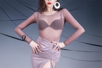 Betty Latin dance dress Dress Sexy Dress Rehearssuit Dance Dress Mesh Yarn Long Sleeve Short Skirt BD06