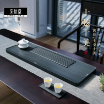 Zhixintang whole piece of natural green sandalwood jade tea tray Stone head tea table dry and wet tea sea household Kung Fu tea set Simple