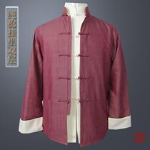 Tang suit men's Han suit cotton coat Chinese middle-aged and elderly retro style ancient costume meditation layman suit Chinese style men's autumn