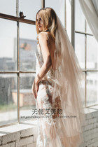 New champagne minimalist 3 m soft head yarn bride wedding photo wedding gown accessories VEIL