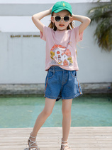 Girls summer dress foreign style suit 2021 summer trembles with female treasure Net red tide children cartoon two-piece set