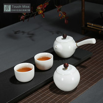 Touch Miss handmade jade porcelain kung fu tea set white porcelain teapot tea cup whole set of ceramic household tea maker