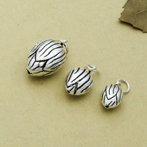 Tai Silver Lotus pendant closed mouth flower bud Lotus hanging pendant dumbbells crystal bracelet DIY strings beads S925 pure silver accessories