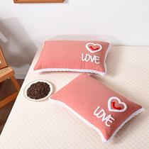 New pure cotton minimalist pillow core plus pillowcase embroidered buckwheat pillow childrens kindergarten cartoon small pillow manufacturer