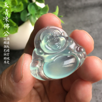 Natural A goods Maitreya Buddha male necklace pendant pendant sunny sweet blue water jade sky blue ice seed fluorescent