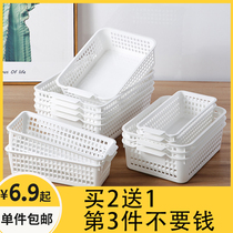 Desktop plastic container basket household snack box rectangular debris containing basket hollow plastic basket bathroom