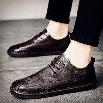 Leather shoes mens shoes 2021 autumn new leisure Korean leather peas shoes mens British business dress trendy shoes