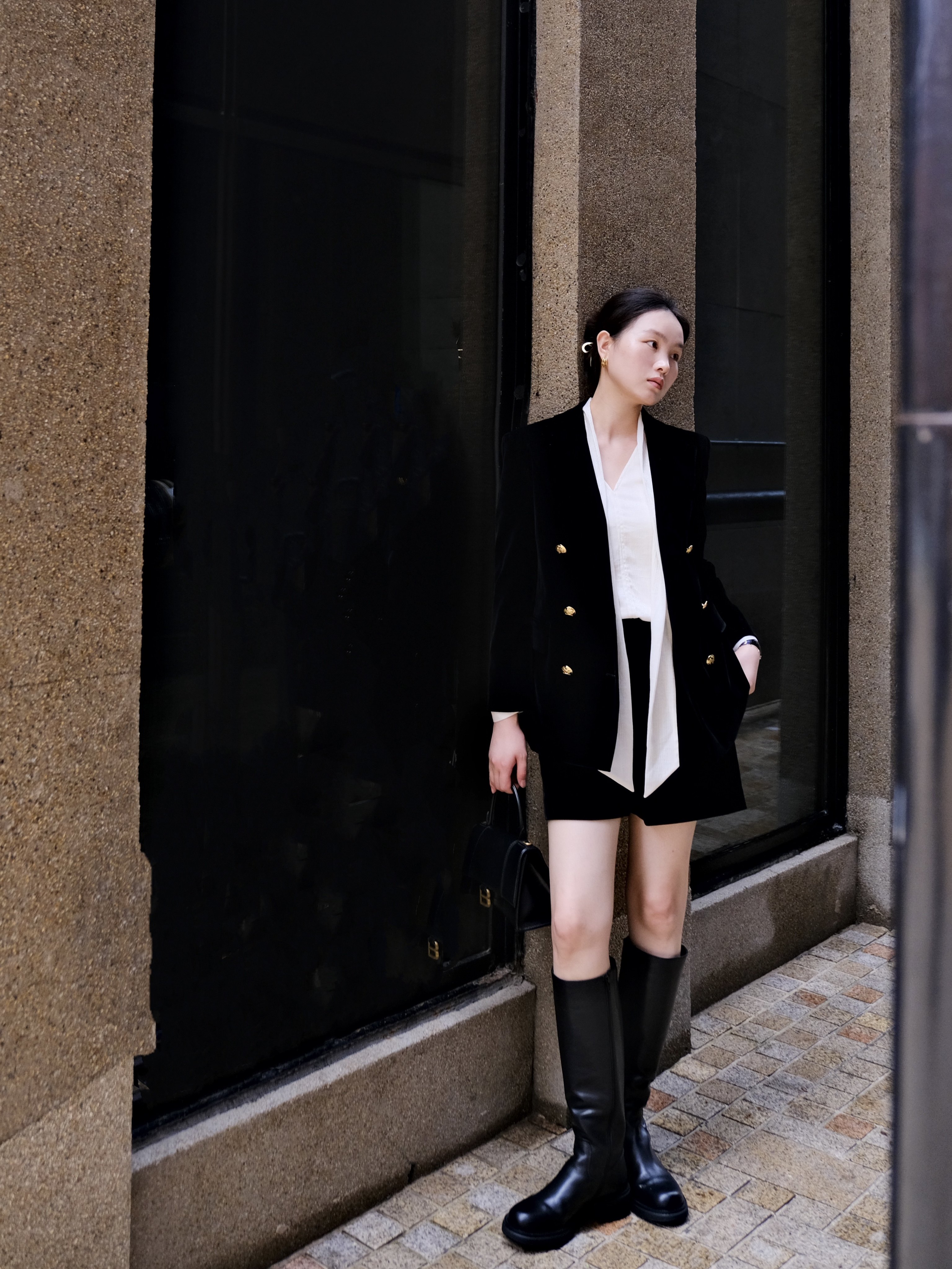 kisscat接吻猫[城市旅人]骑士靴，万茜方枪枪美洋同款真皮皮带扣复古英伦风