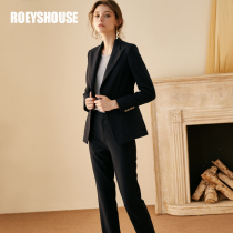Luo Yi intellectual professional suit womens new suit jacket straight pants dark blue commuter two-piece set 00796