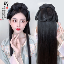 Hanfu Hair Accessories in ancient clothing One-piece Sloth Hair Stirrups Wig Women Full Headgear Ancient Wind Styling 100 Hitchhiking Hair Hair Accessories