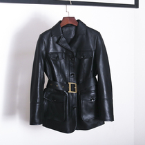  European goods Zhang Junning the same leather jacket womens 2021 new autumn sheepskin womens leather jacket short slim jacket