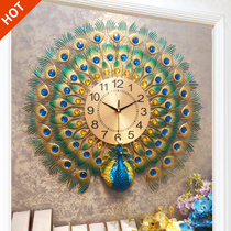 New Chinese style wall clock living room home fashion atmospheric wall clock quartz clock European style personalized creative peacock clock