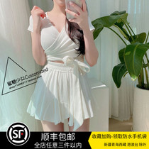 INS Small Red Book Sexy Split Skirt Style Resort Wind Swimsuit Woman Size Chest Conservative Student Girl Spa Swimsuit