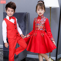 New Years Day Childrens Red Show Costume Kindergarten Girl Chinese FengPrincess Gukite Show