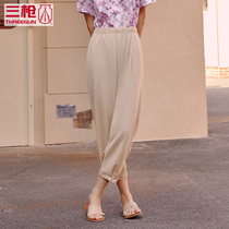 Three gun home pants women Summer hemp loose pants mouth women Capri pants home casual pants spring 60883