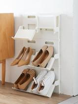 Plastic combined foldable vertical shoe rack dormitory artifact household door simple shoe cabinet shoe storage rack