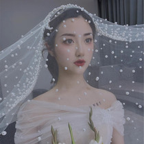 Han Style Sweet Mesh Red Pearl Head Yarn Bride Wedding Wedding Photo Write Real White Head Yarn Photographic Makeup Artist Styling Yarn