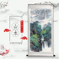  High mountains and rivers Landscape Chinese painting scroll landscape painting Hall entrance Hotel living room mounted ink decorative painting