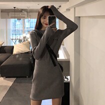 2021 Autumn Fasting new Fried Street Gentle Ensemble Sweater Dress Children Autumn winter French style knit bottom one-piece dress Long dress