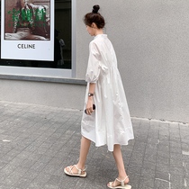 Summer gestational woman dress small sub-dress dresses summer clothing fashion style big code summer laced shirt spring autumn money pure cotton
