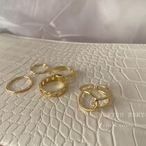 foryou five sets of rings golden silver frosty wind not adjustable Korean version 100 hitchs wind fat hand wear