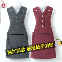 Lapel apron womens family skirt kitchen cooking cute Japanese cotton cloth Korean fashion waistcoat