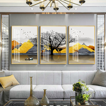 Golden mountain crystal porcelain painting decorative painting New Chinese landscape Living room sofa background wall hanging painting art abstract framed painting