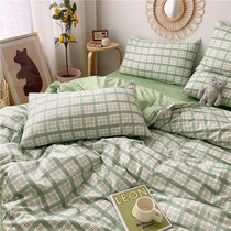 (Fuji store) Retro plaid plaid pure cotton four sets of girls dormitory All cotton quilts 3 kits art