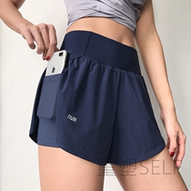 Loose sports shorts womens anti-light high-waist running quick-drying fitness pants wear fake two casual yoga hot pants