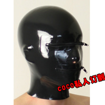 Black Latex Headgear Eye Mouth With Zip High Elastic Headgear Mask 